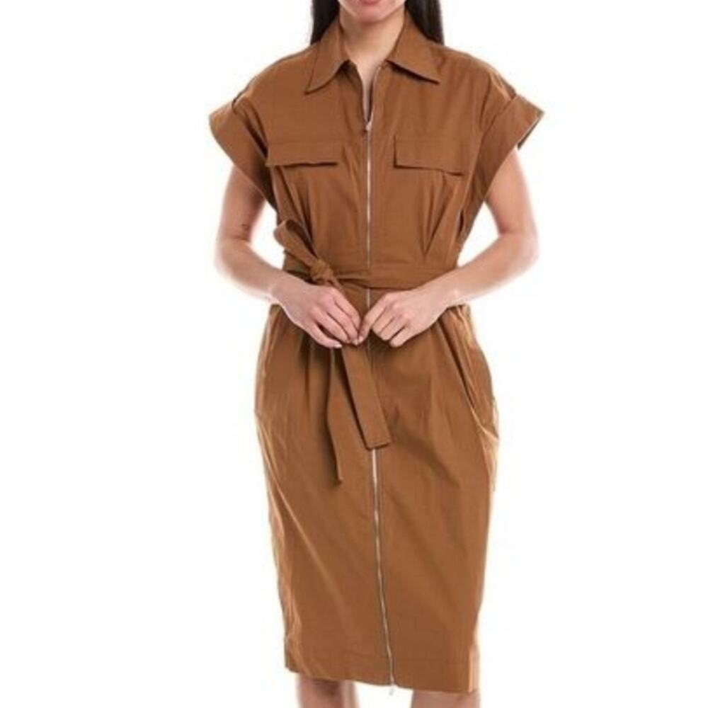 A.L.C. Brown Zip-Front Thea Midi Dress 4